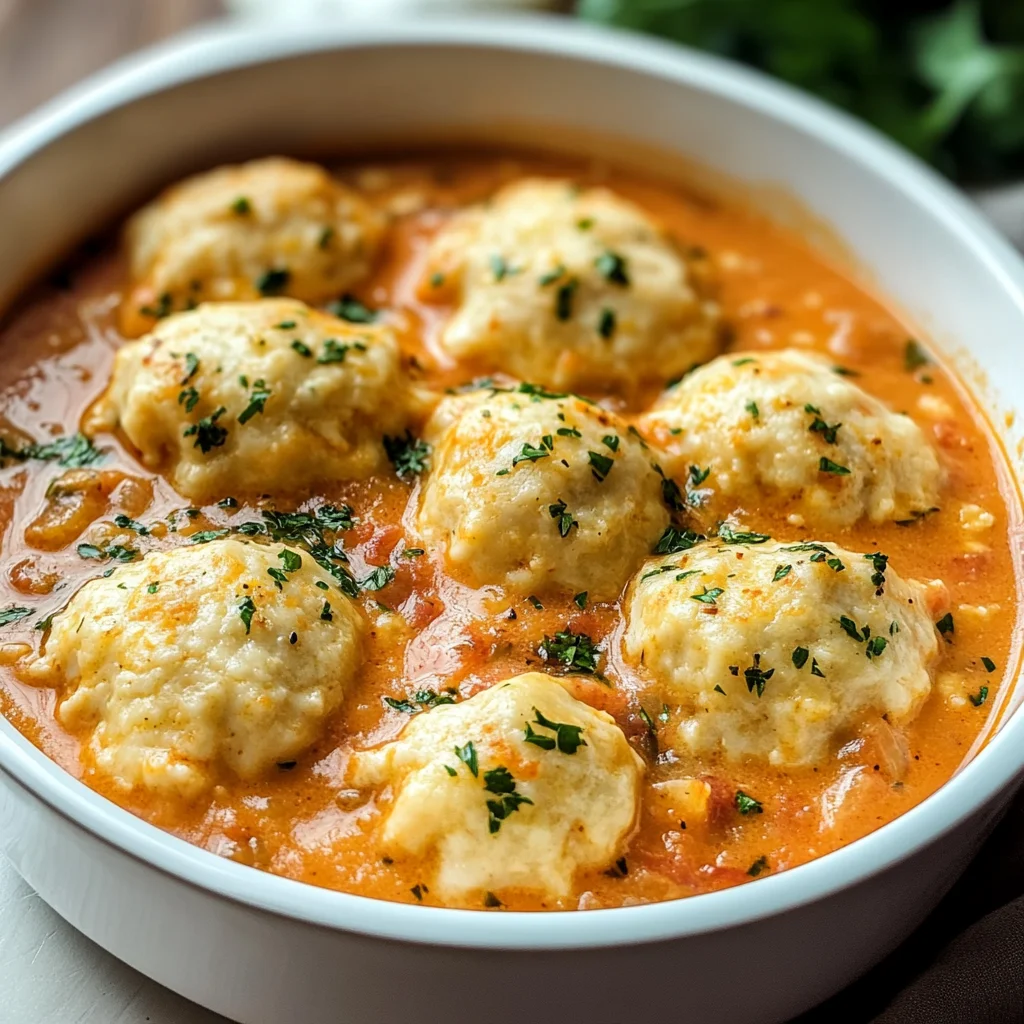 Best Tomato Soup with Cheddar Bay Dumplings