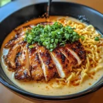 Fiery Chicken Ramen with Creamy Garlic Sauce