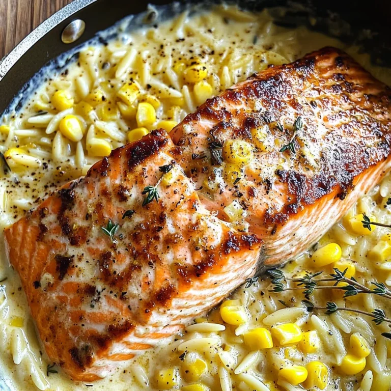 Creamed Corn Orzo with Salmon