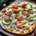 pizza topped with tzatziki sauce