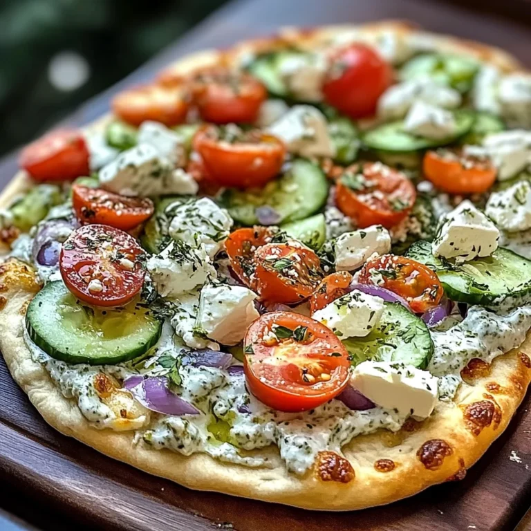 pizza topped with tzatziki sauce